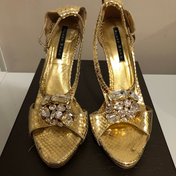 dune gold heeled sandals